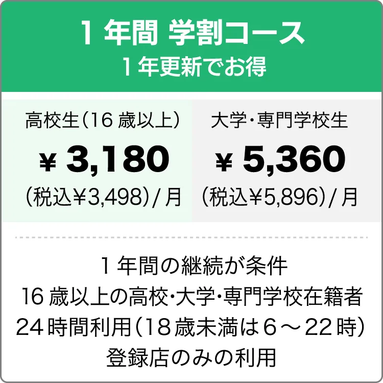 1年間学割コース