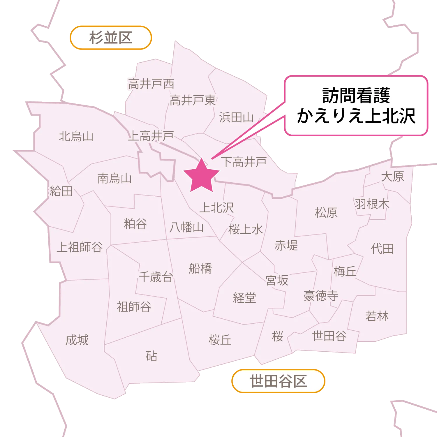 上北沢-訪問看護エリアマップ